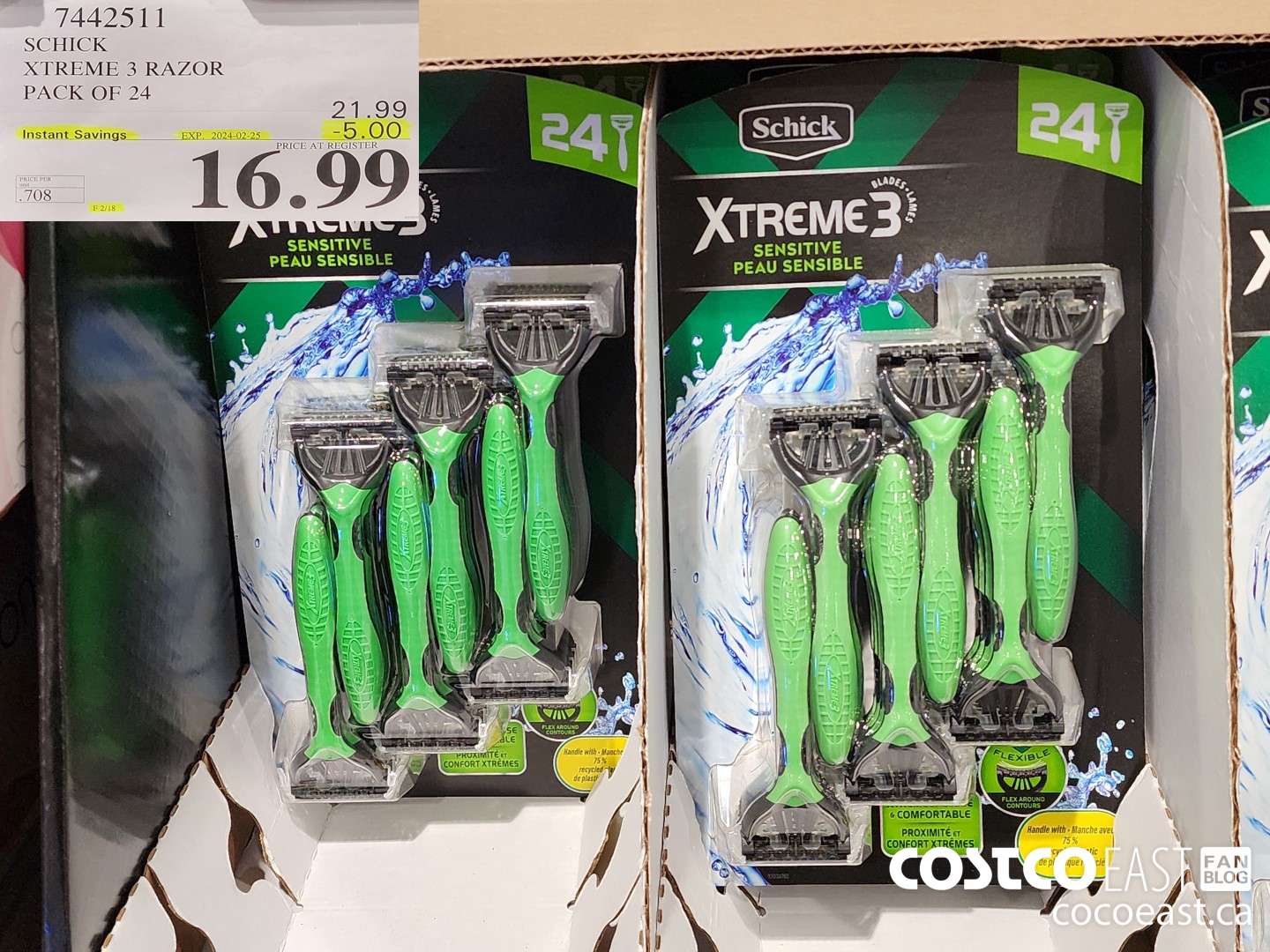 7442511 SCHICK XTREME3 RAZOR PACK OF 24 ($5.00 INSTANT SAVINGS EXPIRES ON 2024-02-25) $16.99