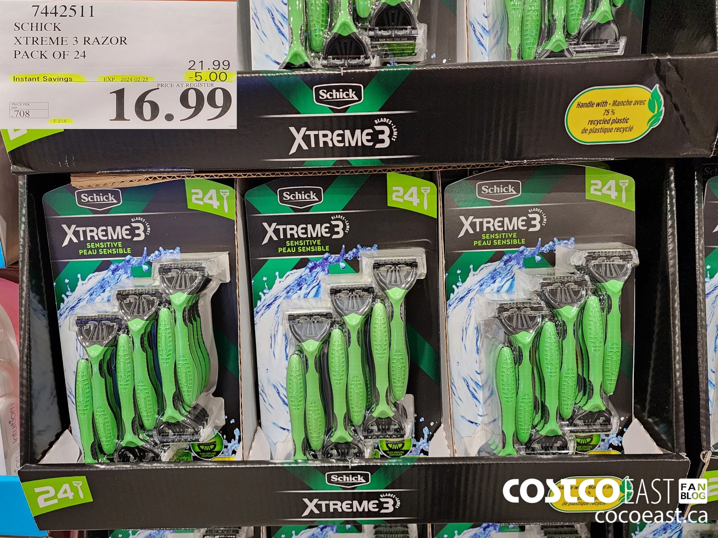 7442511 SCHICK XTREME3 RAZOR PACK OF 24 ($5.00 INSTANT SAVINGS EXPIRES ON 2024-02-25) $16.99