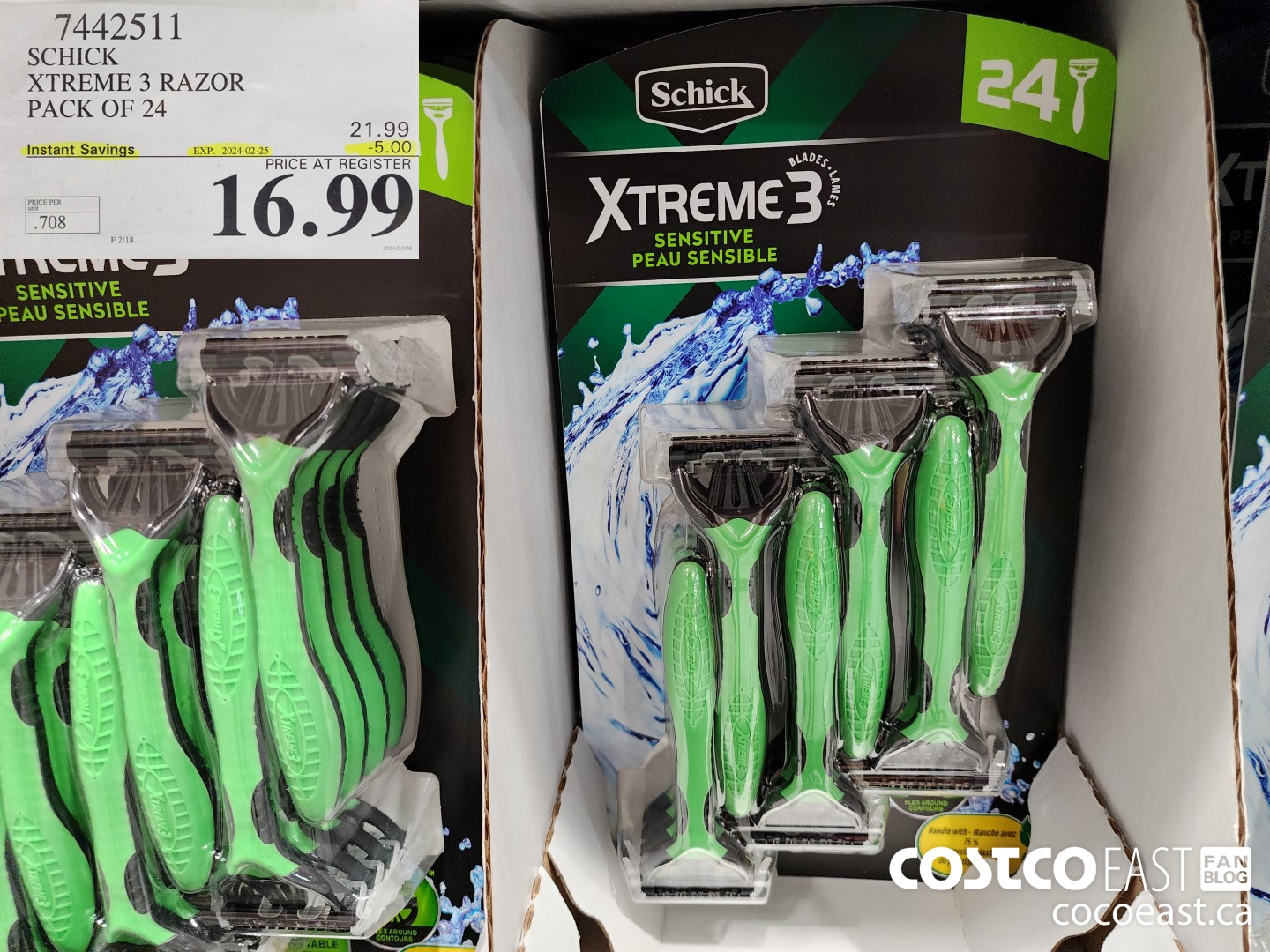 7442511 SCHICK XTREME3 RAZOR PACK OF 24 ($5.00 INSTANT SAVINGS EXPIRES ON 2024-02-25) $16.99