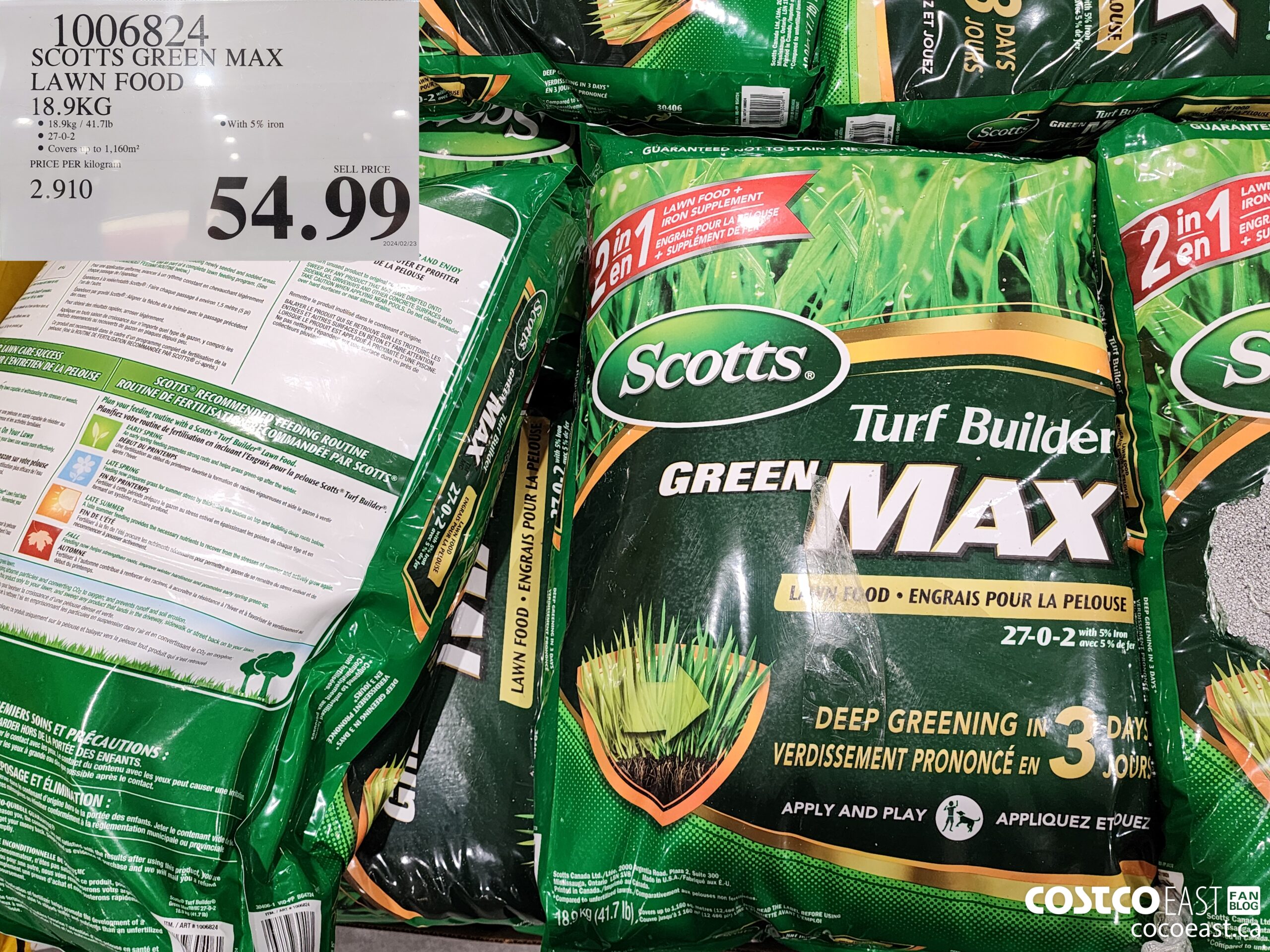 1006824 SCOTTS GREEN MAX LAWN FOOD 18.9kg $54.99