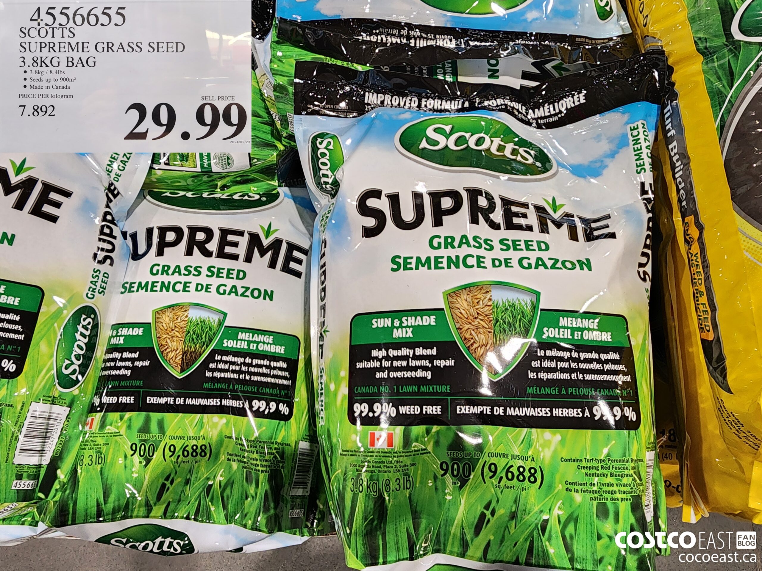 4556655 SCOTTS SUPREME GRASS SEED 3.8KG BAG $22.99