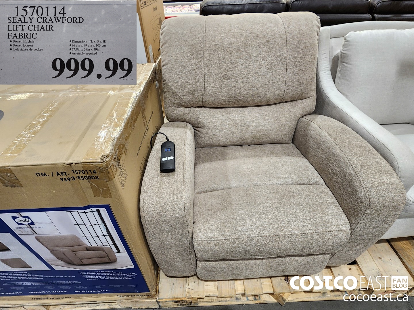 1570114 SEALY CRAWFORD LIFT CHAIR FABRIC $999.99