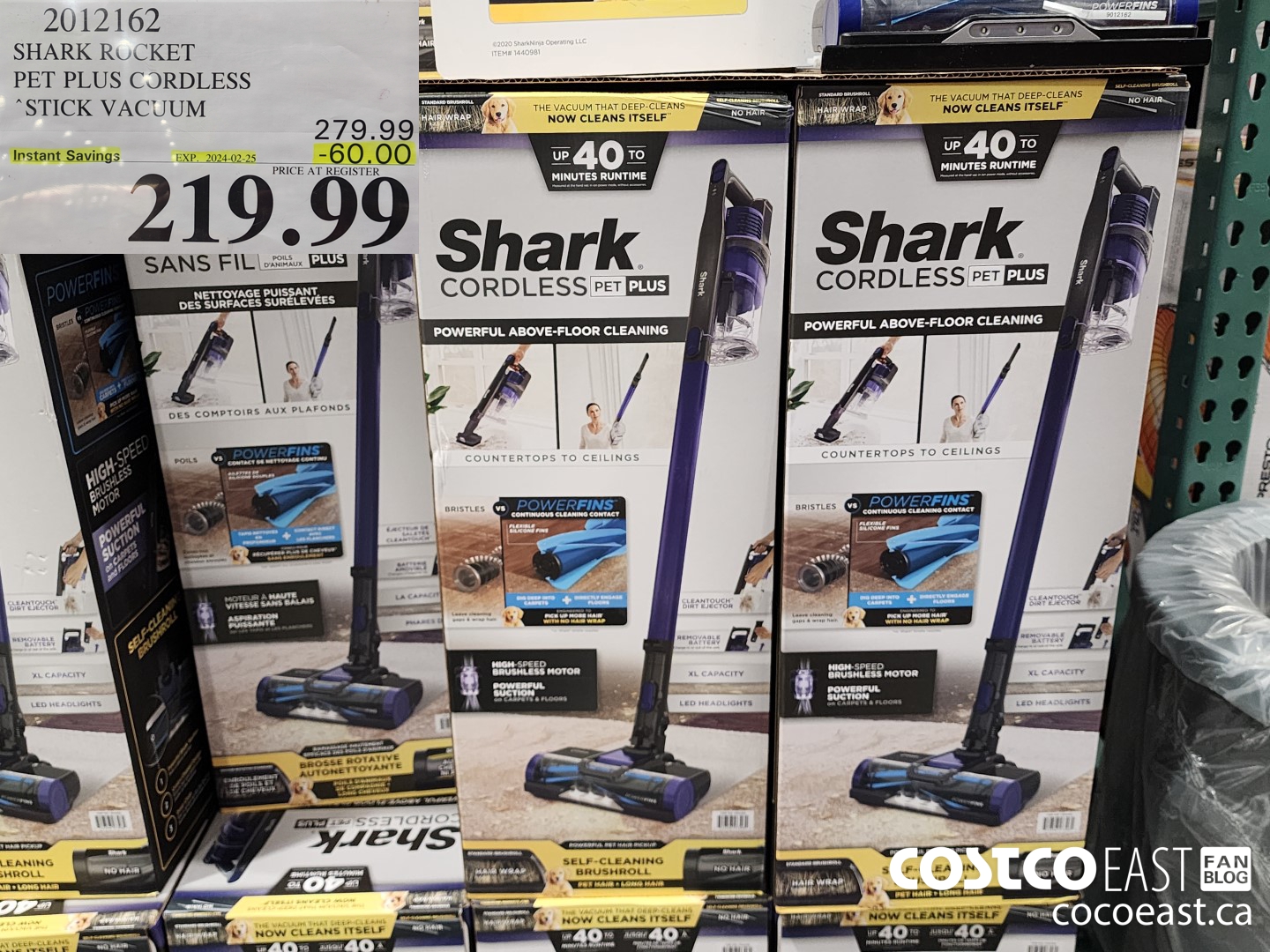 2012162 SHARK ROCKET PET PRO CORDLESS STICK VACUUM ($60.00 INSTANT SAVINGS EXPIRES ON 2024-02-25) $219.99