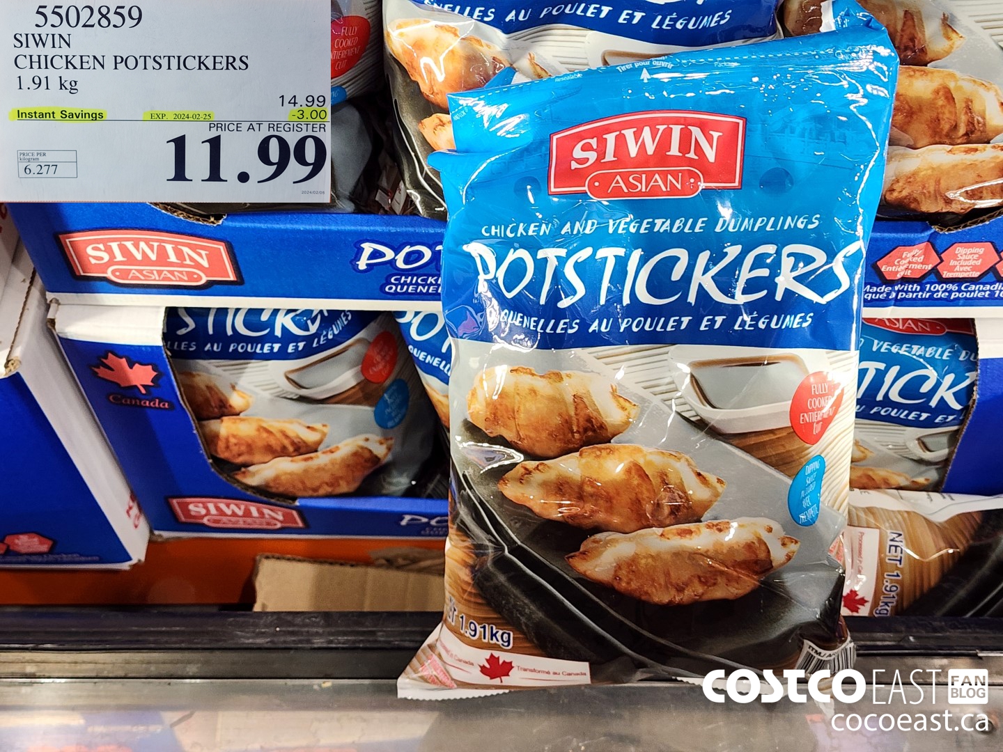 5502859 SIWIN CHICKEN POTSTICKERS 1.91 KG ($3.00 INSTANT SAVINGS EXPIRES ON 2024-02-25) $11.99