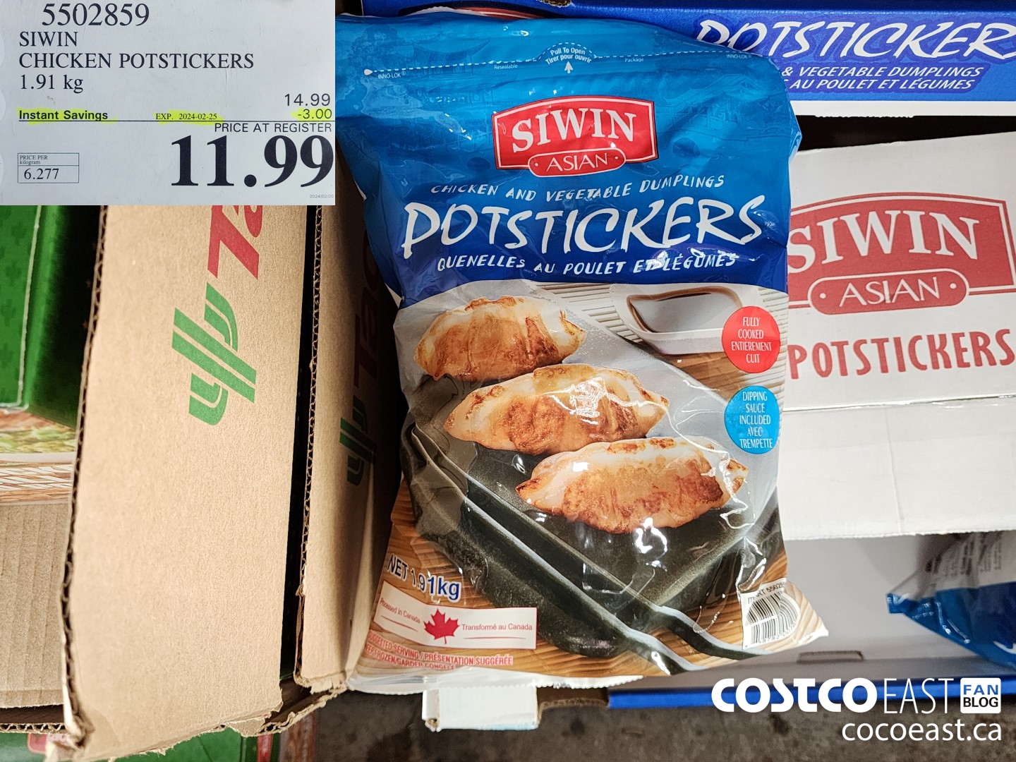 5502859 SIWIN CHICKEN POTSTICKERS 1.91 KG ($3.00 INSTANT SAVINGS EXPIRES ON 2024-02-25) $11.99