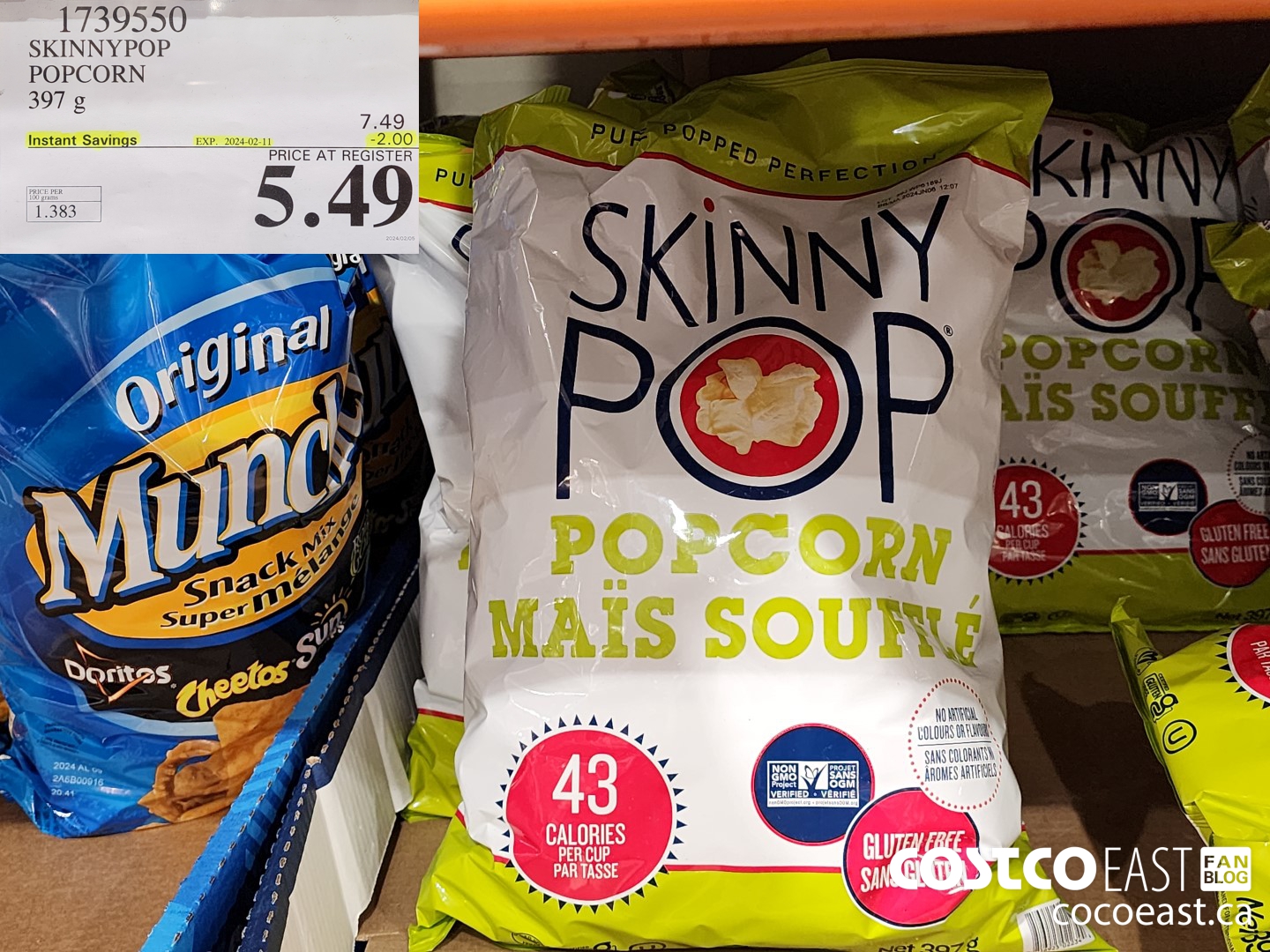 1739550 SKINNYPOP POPCORN 397 G ($2.00 INSTANT SAVINGS EXPIRES ON 2024-02-11) $5.49