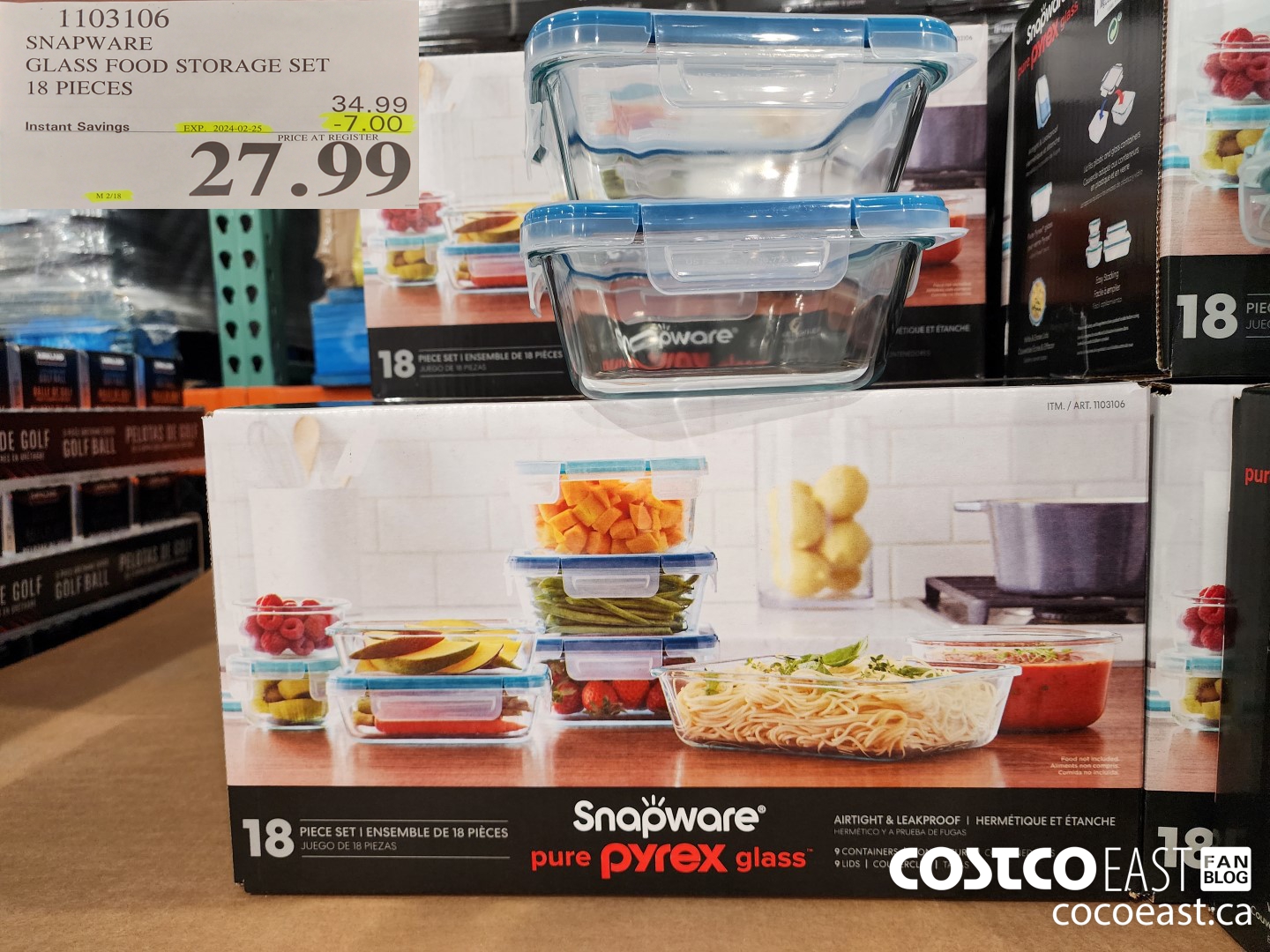 1103106 SNAPWARE GLASS FOOD STORAGE SET 18 PIECES ($7.00 INSTANT SAVINGS EXPIRES ON 2024-02-25) $27.99