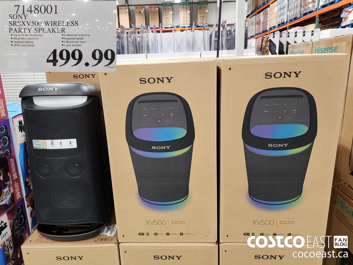7148001 SONY SRSXV500 WIRELESS PARTY SPEAKER $499.99