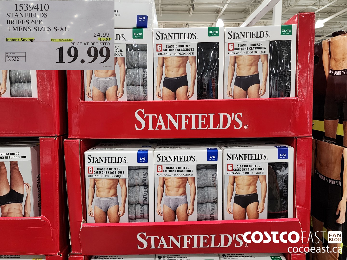 1539410 STANFIELDS BRIEFS 6PK +MENS SIZES S-XL ($5.00 INSTANT SAVINGS EXPIRES ON 2024-03-10) $19.99