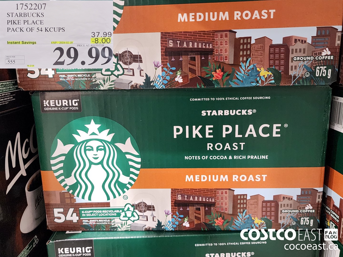 1752207 STARBUCKS PIKE PLACE PACK OF 54 KCUPS ($8.00 INSTANT SAVINGS EXPIRES ON 2024-02-18) $29.99