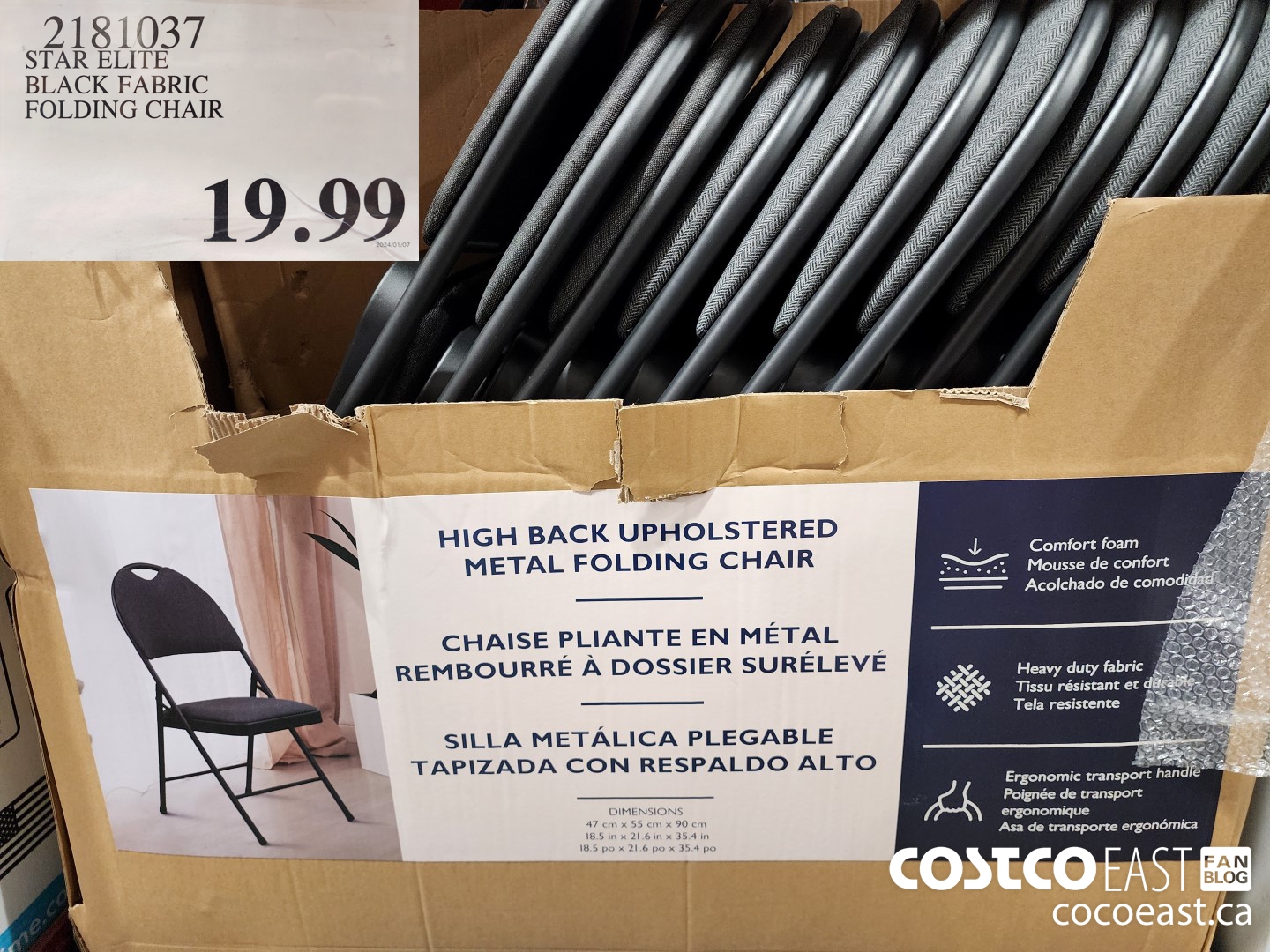 2181037 STAR ELITE BLACK FABRIC FOLDING CHAIR $19.99