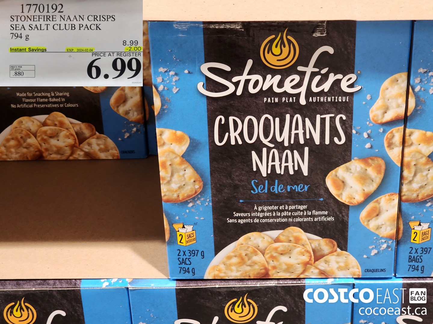 1770192 STONEFIRE NAAN CRISPS SEA SALT CLUB PACK 794 G ($2.00 INSTANT SAVINGS EXPIRES ON 2024-02-04) $6.99