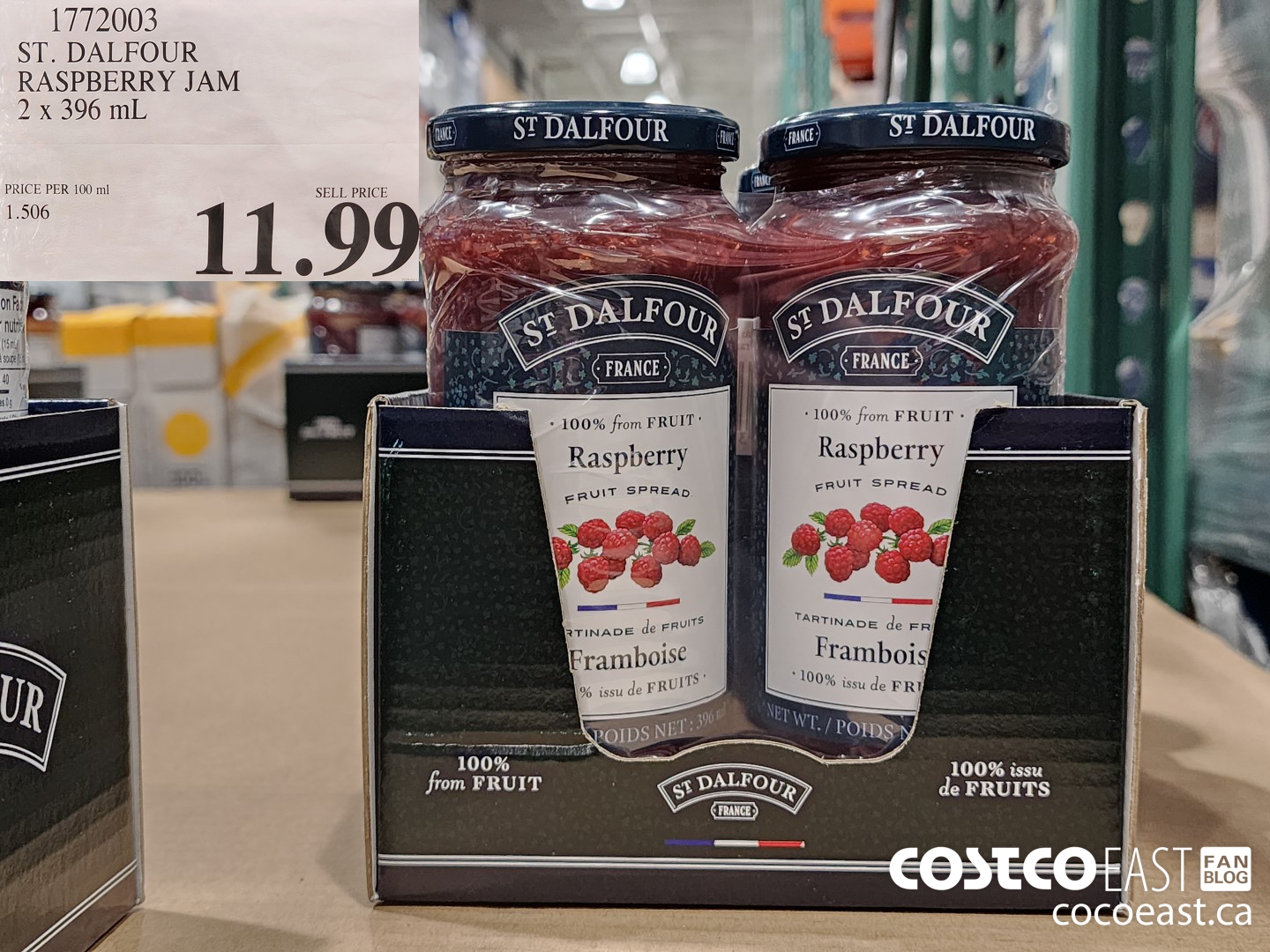 1772003 ST. DALFOUR RASPBERRY JAM 2 x 396 mL $11.99