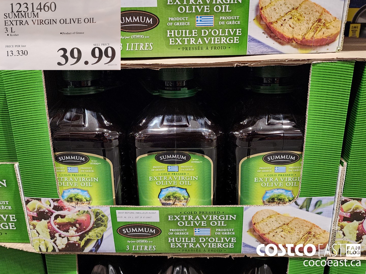 1231460 SUMMUM EXTRA VIRGIN OLIVE OIL 3 L $39.99