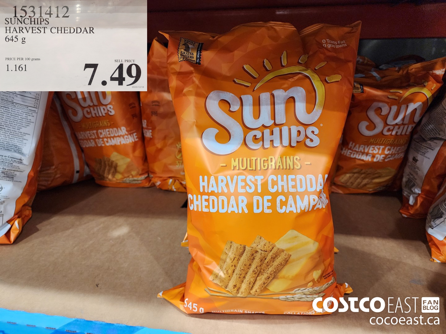 1531412 SUNCHIPS HARVEST CHEDDAR 645 g $7.49