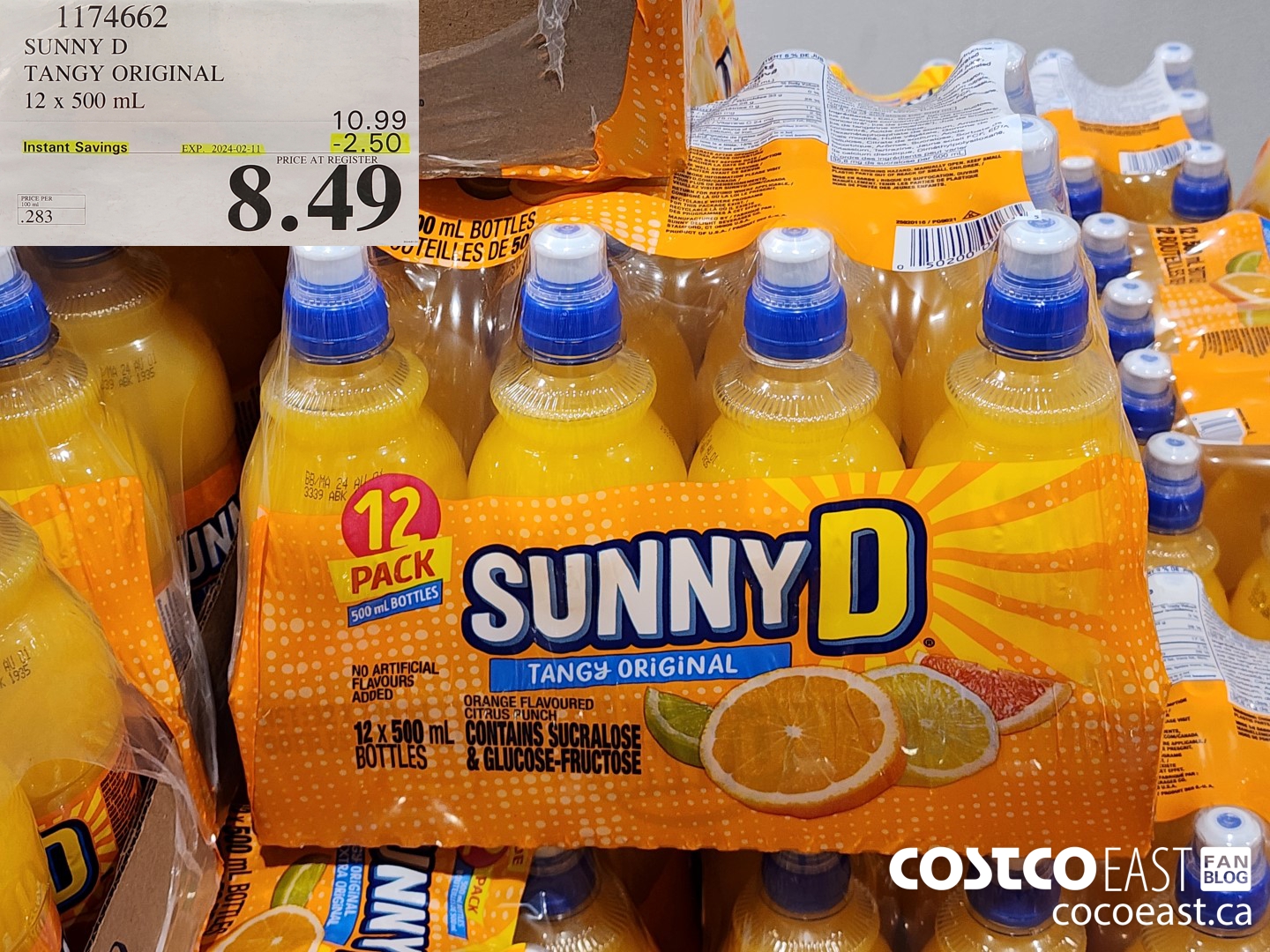 1174662 SUNNY D TANGY ORIGINAL 12 X 500 ML ($2.50 INSTANT SAVINGS EXPIRES ON 2024-02-11) $8.49