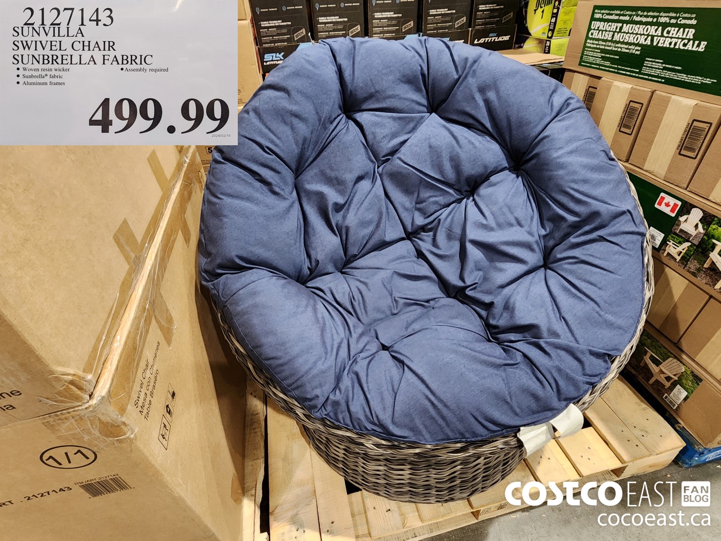 2127143 SUNVILLA SWIVEL CHAIR SUNBRELLA FABRIC $499.99