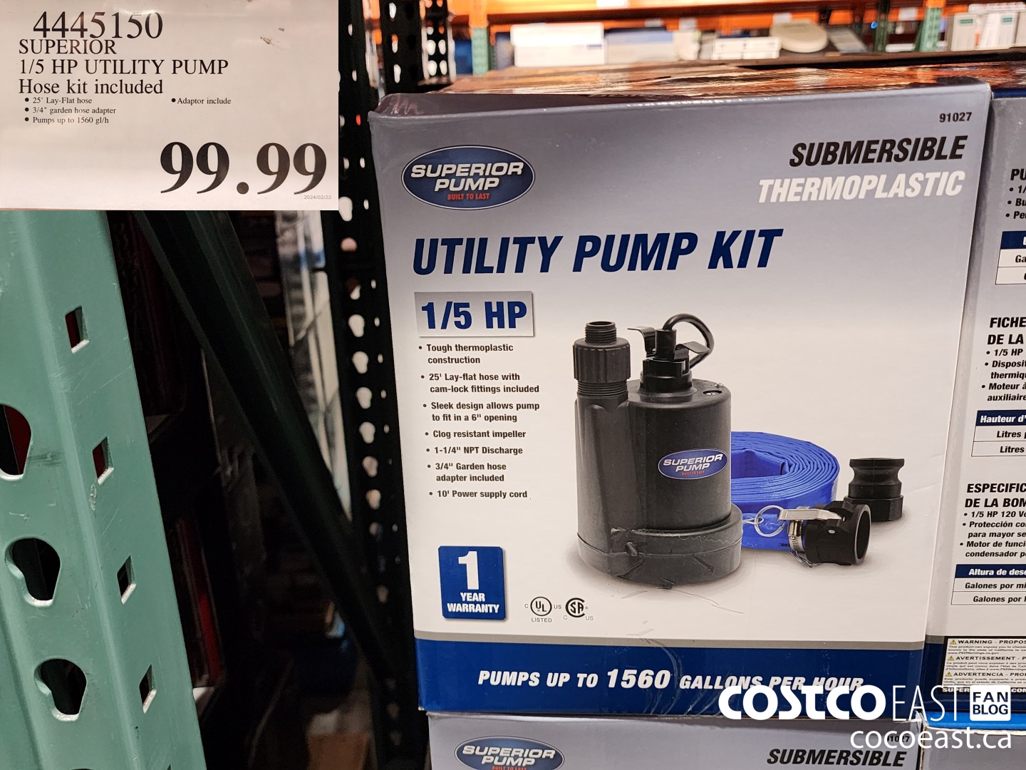 4445150 SUPERIOR 1/5 HP UTILITY PUMP Hose Kit included $99.99