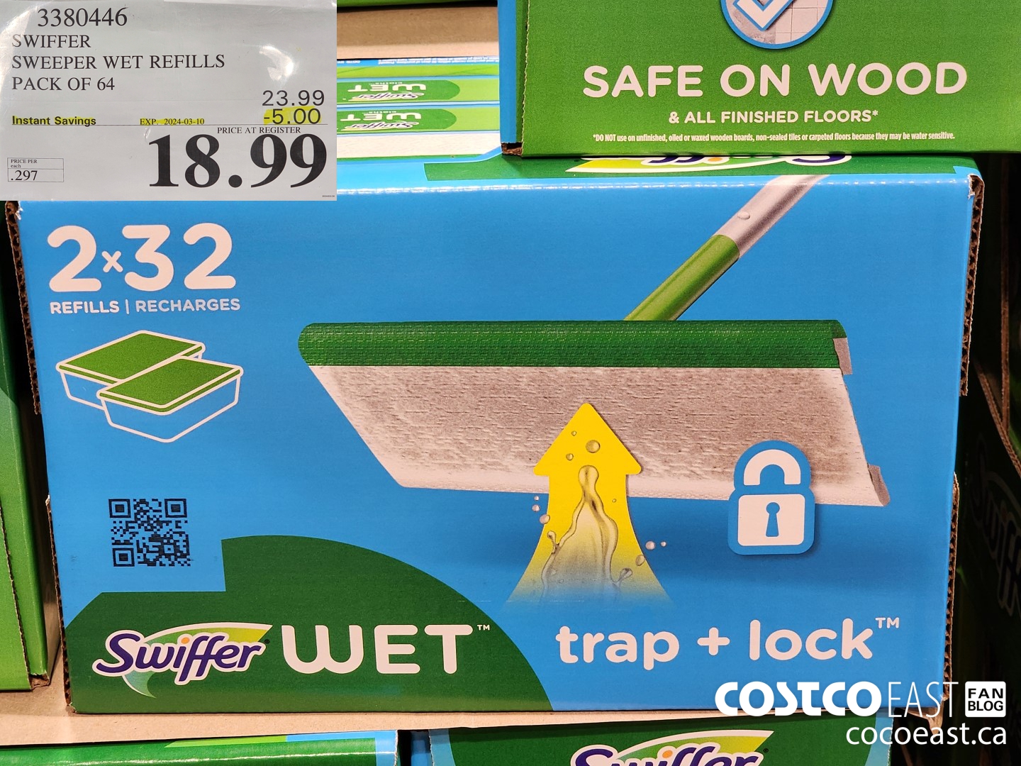 3380446 SWIFFER SWEEPER WET REFILLS PACK OF 64 ($5.00 INSTANT SAVINGS EXPIRES ON 2024-03-10) $18.99