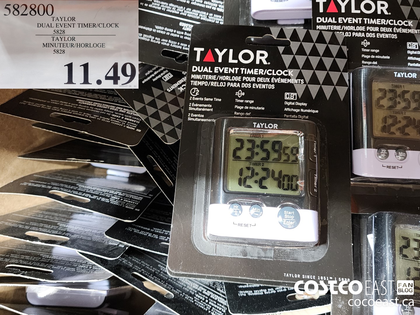 582800 TAYLOR DUAL EVENT TIMER/CLOCK 5828 $11.49