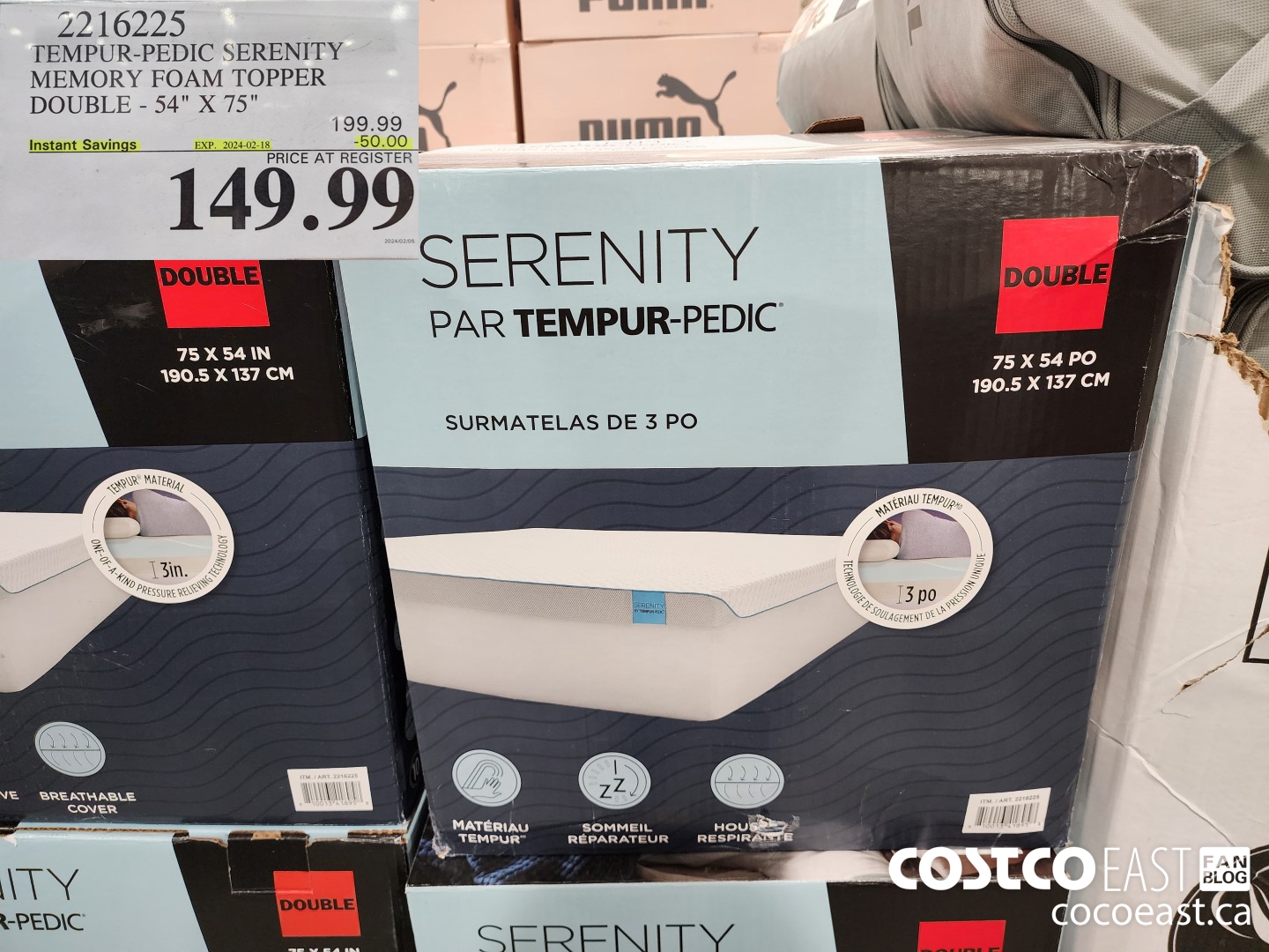 2216225 TEMPUR-PEDIC SERENITY MEMORY FOAM TOPPER DOUBLE - 54