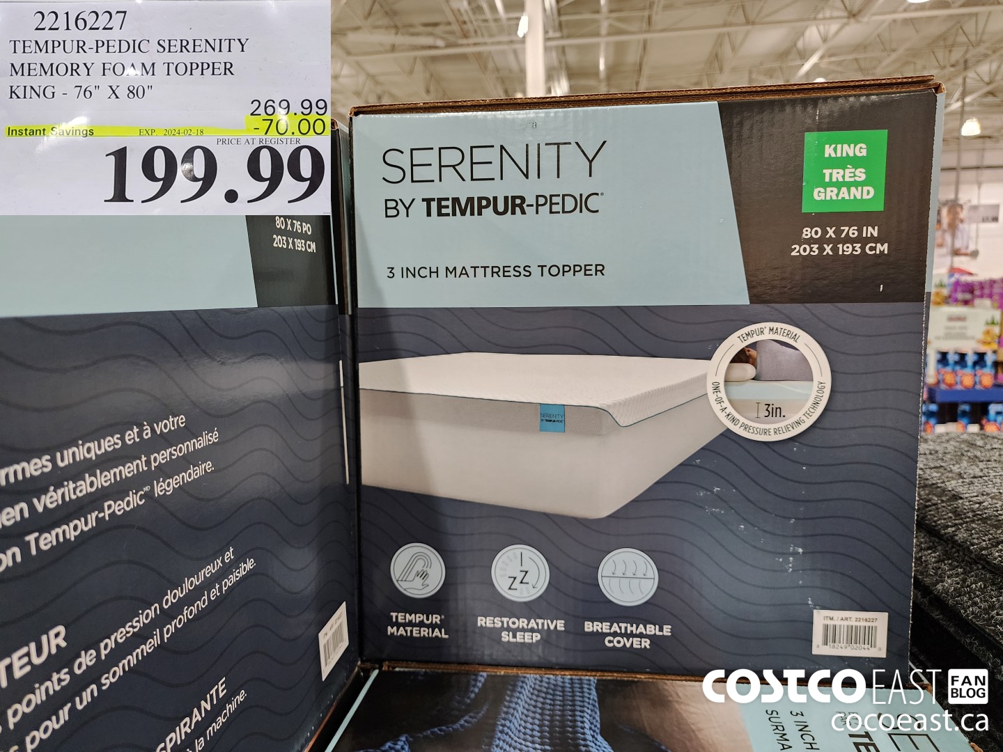 2216227 TEMPUR-PEDIC SERENITY MEMORY FOAM TOPPER KING - 76