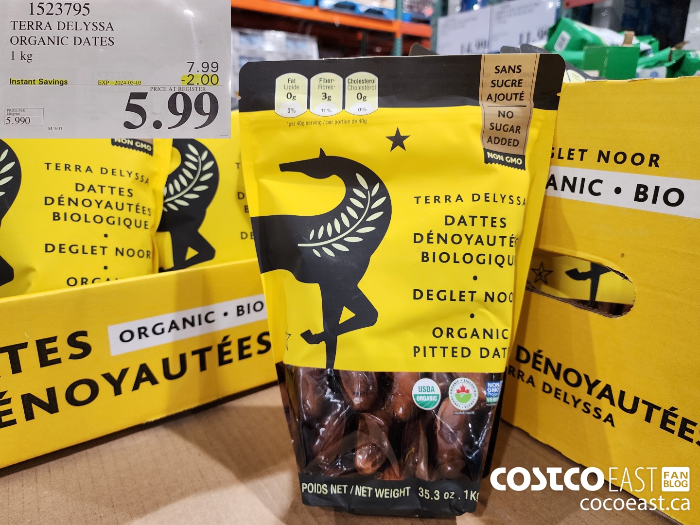 1523795 TERRA DELYSSA ORGANIC DATES 1 kg ($2.00 INSTANT SAVINGS EXPIRES ON 2024-03-03) $5.99