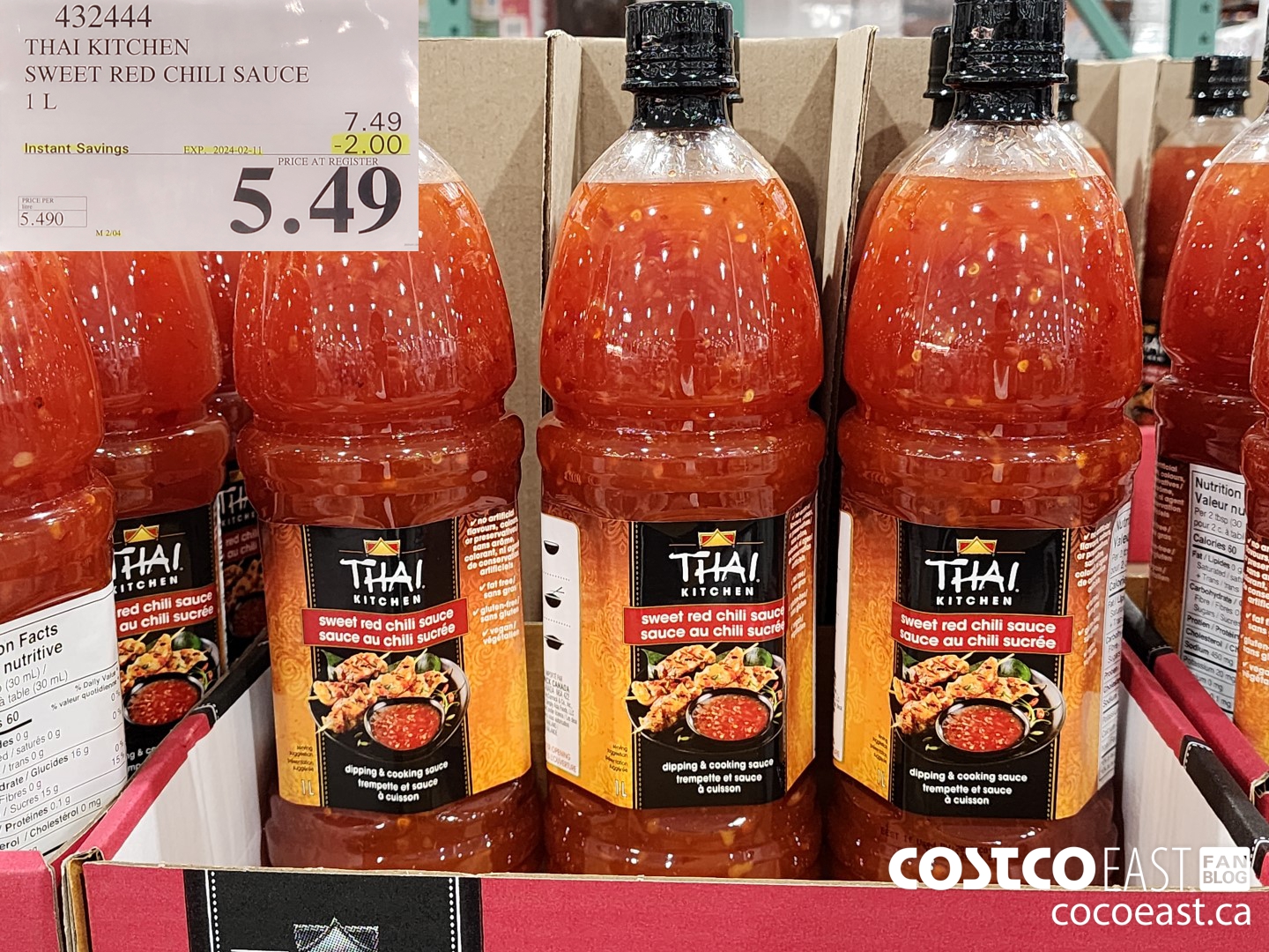 432444 THAI KITCHEN SWEET RED CHILI SAUCE 1 L ($2.00 INSTANT SAVINGS EXPIRES ON 2024-02-11) $5.49