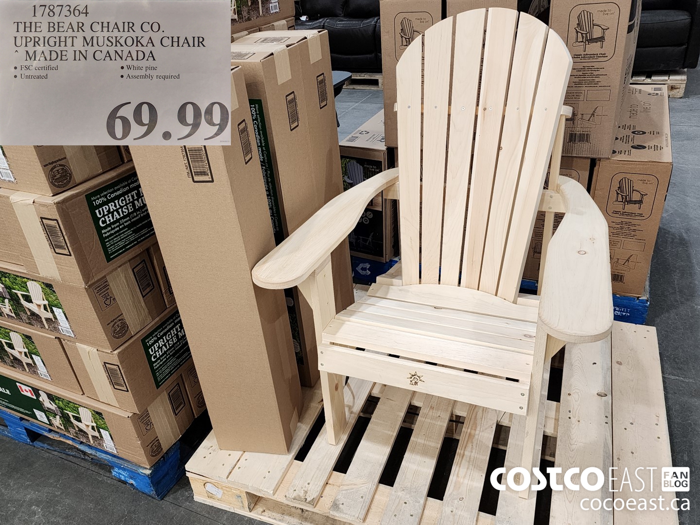 1787364 THE BEAR CHAIR CO. UPRIGHT MUSKOKA CHAIR MADE IN CANADA $69.99