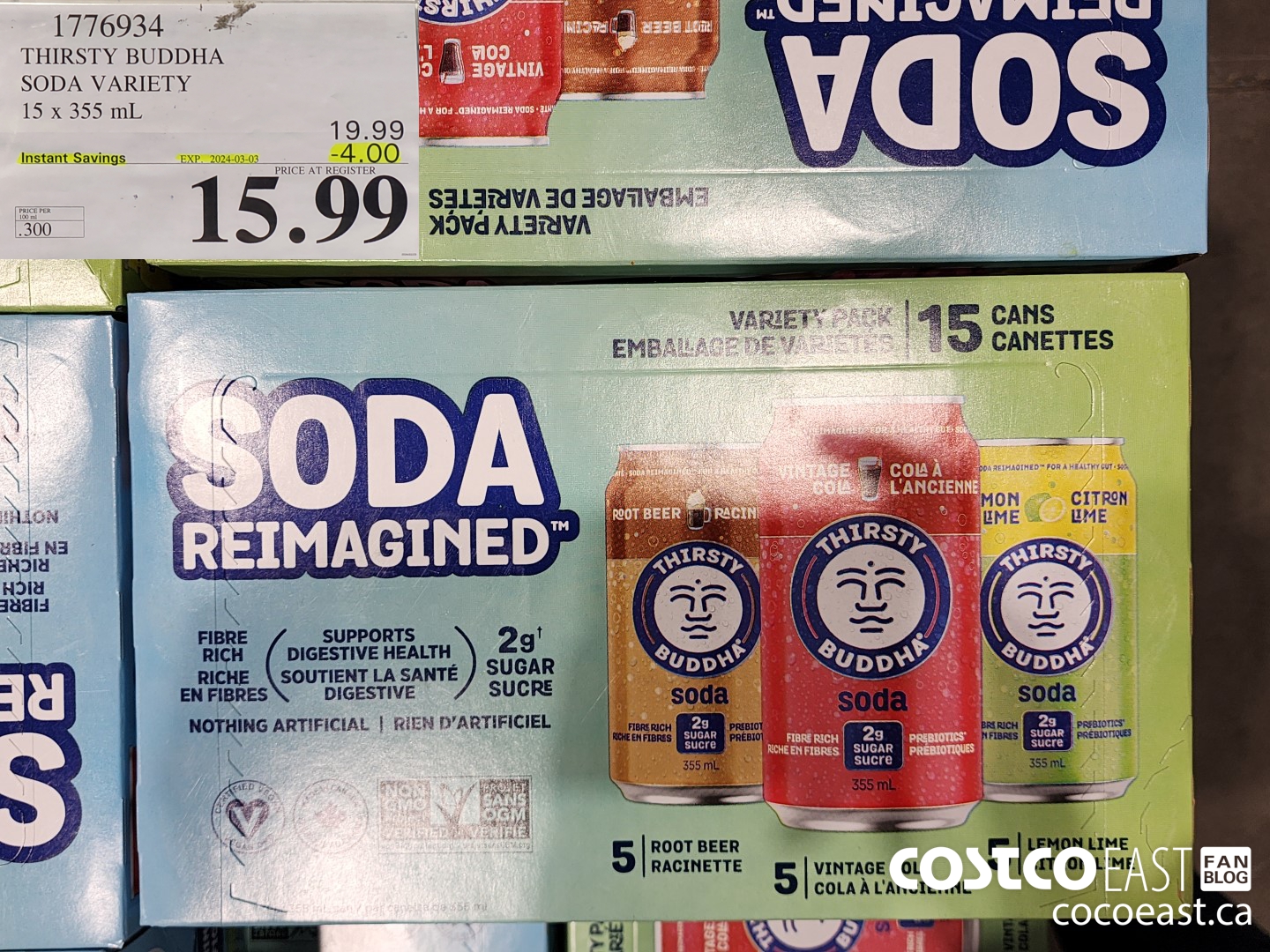 1776934 THIRSTY BUDDHA SODA VARIETY 15 x 353 ML ($4.00 INSTANT SAVINGS EXPIRES ON 2024-03-03) $15.99