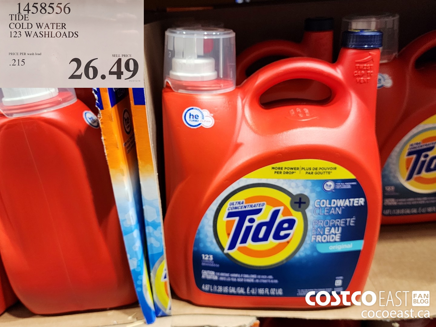 1458556 TIDE COLD WATER 123 WASHLOADS $26.49