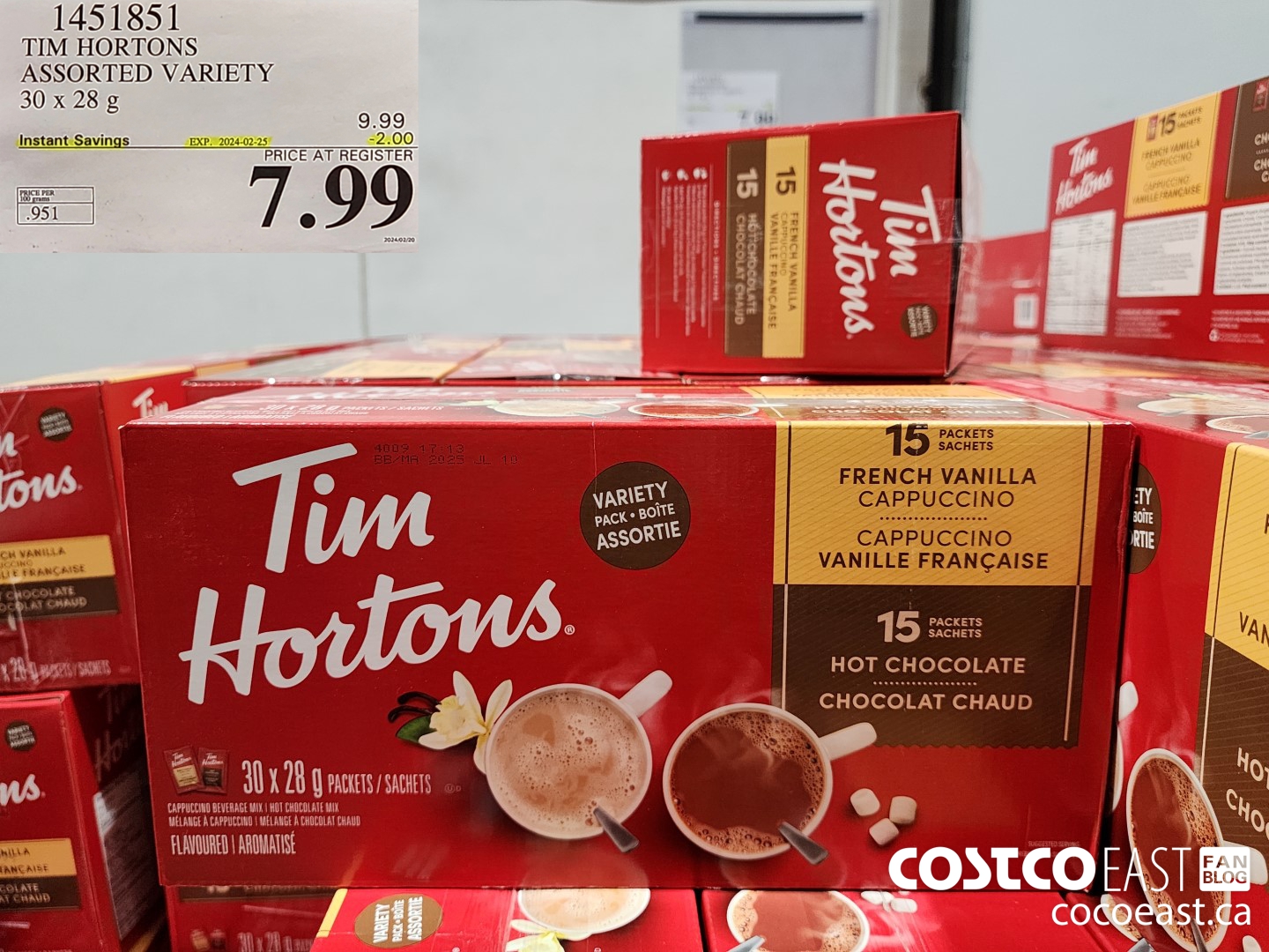 1451851 TIM HORTONS ASSORTED VARIETY 30 X 28G ($2.00 INSTANT SAVINGS EXPIRES ON 2024-02-25) $7.99