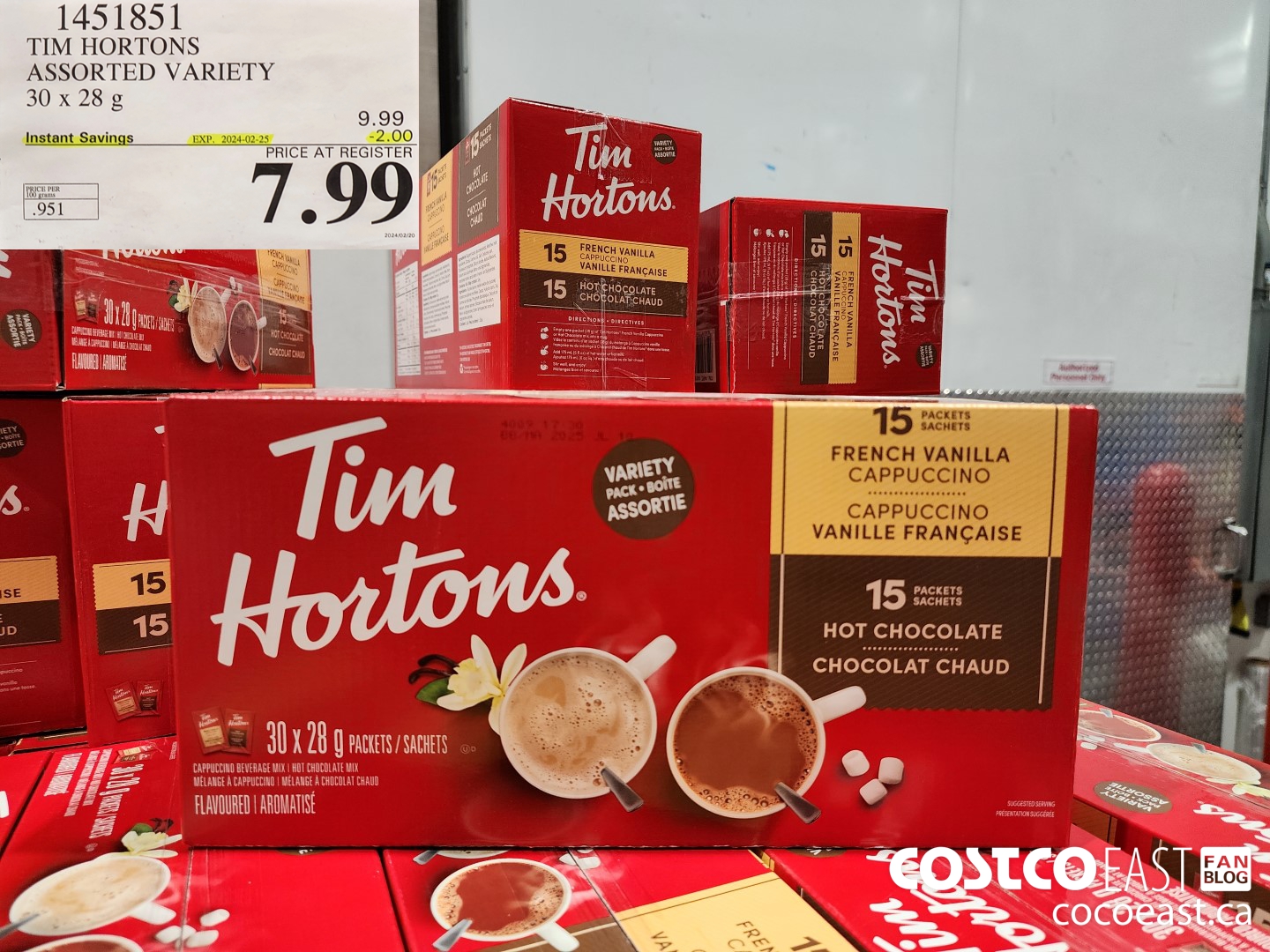 1451851 TIM HORTONS ASSORTED VARIETY 30 X 28G ($2.00 INSTANT SAVINGS EXPIRES ON 2024-02-25) $7.99