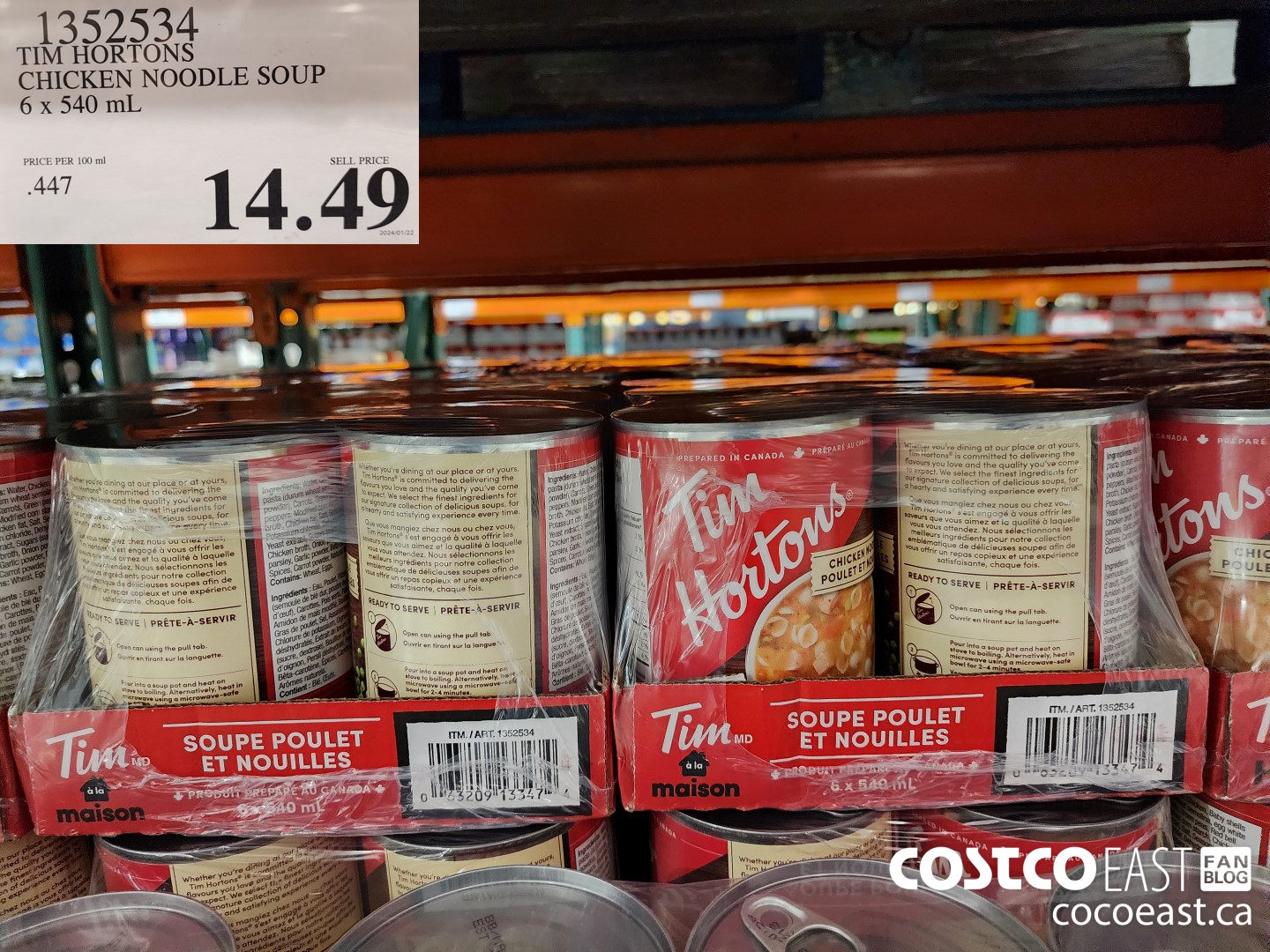 1352534 TIM HORTONS CHICKEN NOODLE SOUP 6 X 540 ML $14.49