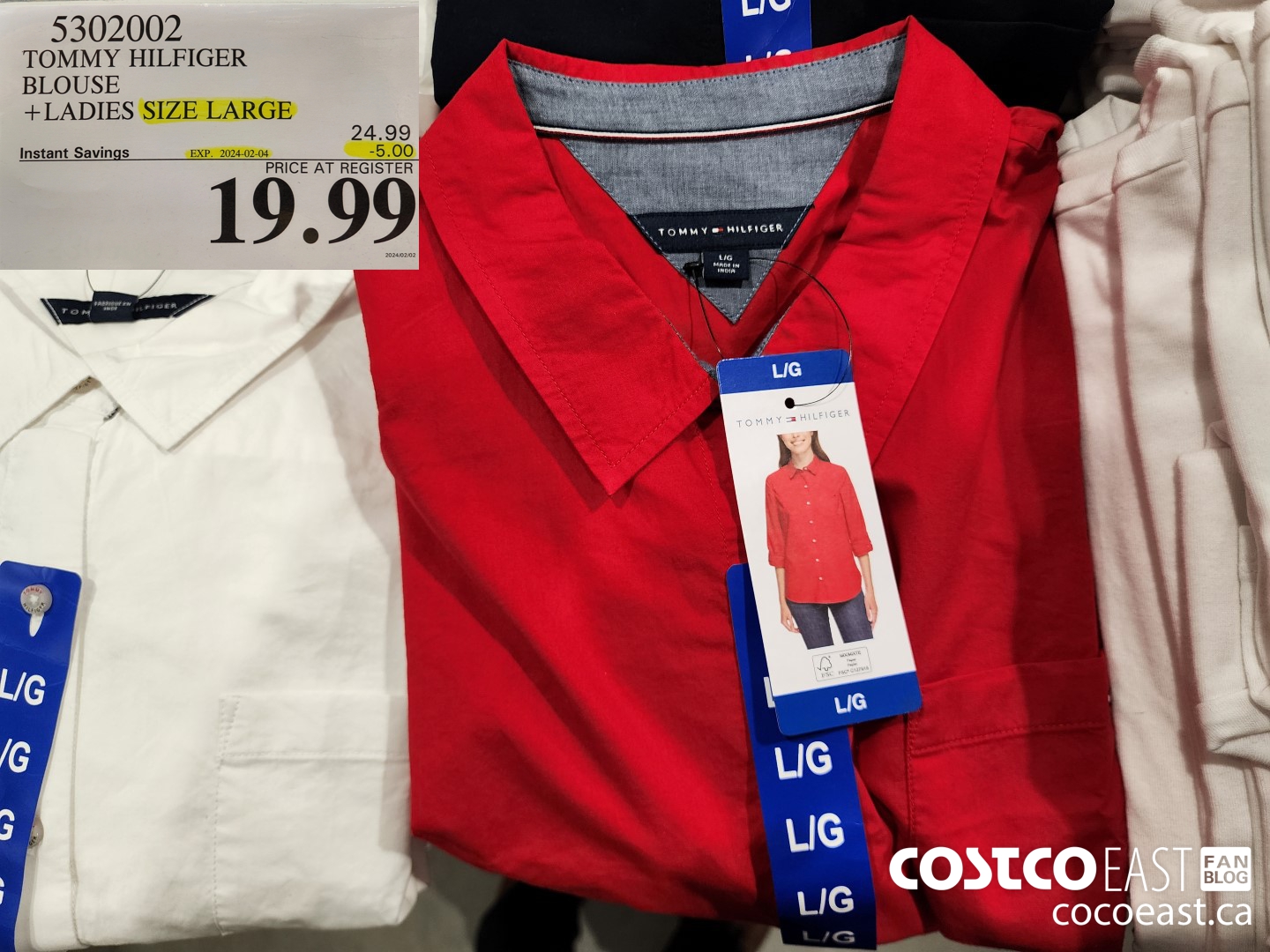 5302002 TOMMY HILFIGER BLOUSE +LADIES SIZE LARGE ($5.00 INSTANT SAVINGS EXPIRES ON 2024-02-04) $19.99