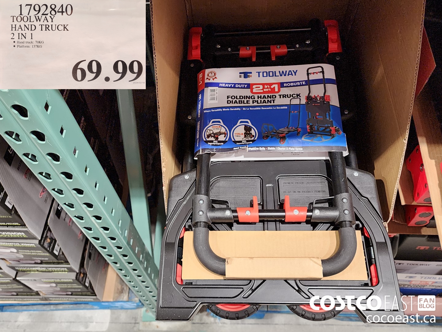 1792840 TOOLWAY HAND TRUCK 2 IN 1 $69.99