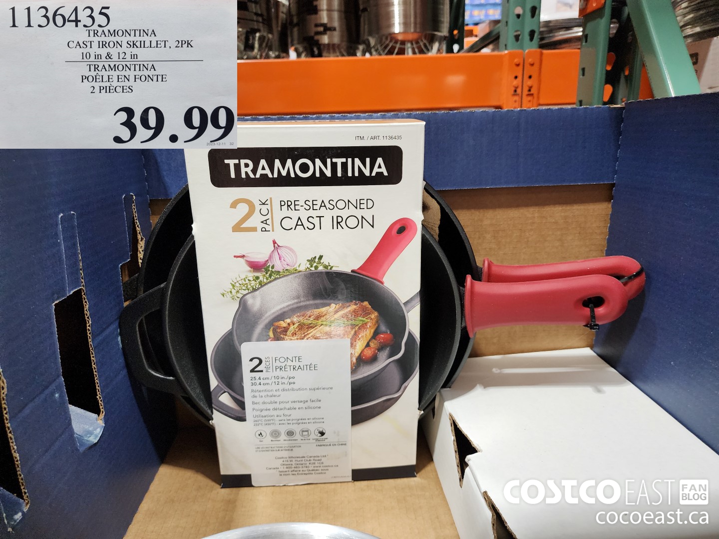1136435 TRAMONTINA CAST IRON SKILLET, 2PK 10 in & 12 in $39.99