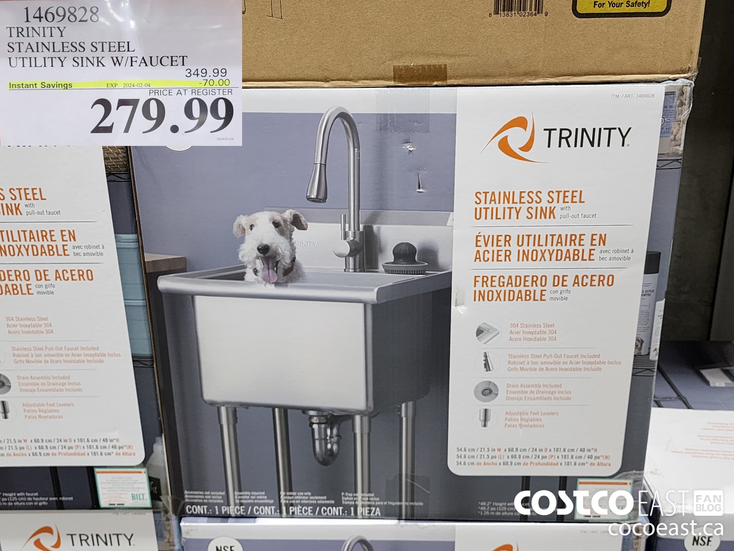1469822 TRINITY STAINLESS STEEL UTILITY SINK W/FAUCET ($70.00 INSTANT SAVINGS EXPIRES ON 2024-02-04) $279.99