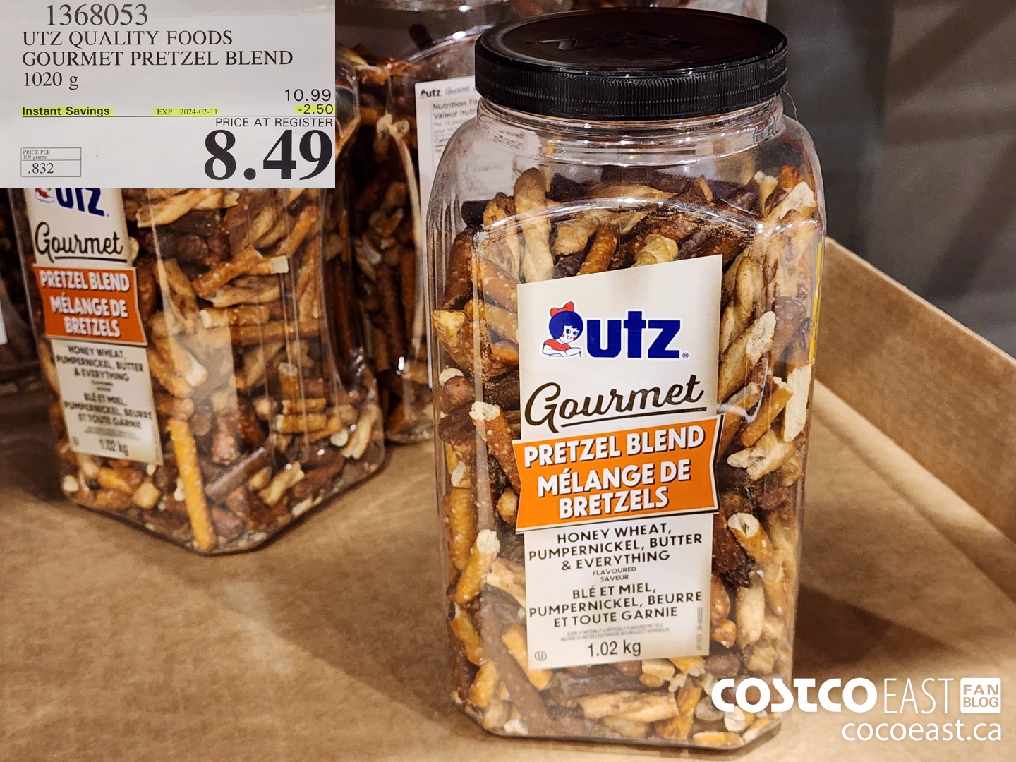 1368053 ULZ QUALITY FOODS GOURMET PRETZEL BLEND 1020 G ($2.50 INSTANT SAVINGS EXPIRES ON 2024-02-11) $8.49