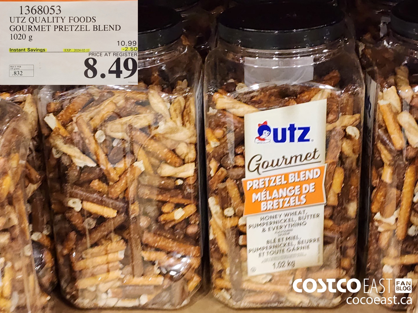 1368053 ULZ QUALITY FOODS GOURMET PRETZEL BLEND 1020 G ($2.50 INSTANT SAVINGS EXPIRES ON 2024-02-11) $8.49