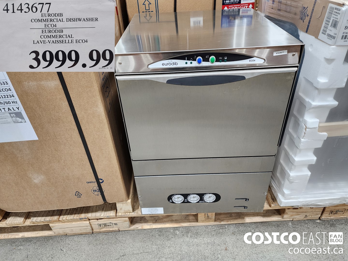 4143677 URODIB COMMERCIAL DISHWASHER ECO4 $3999.99