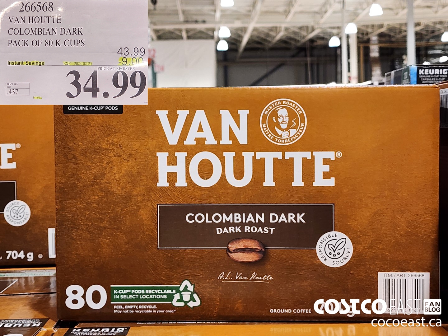 266568 VAN HOUTTE COLOMBIAN DARK PACK OF 80 K-CUPS ($9.00 INSTANT SAVINGS EXPIRES ON 2024-02-25) $34.99