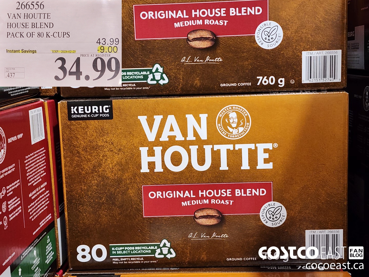 266556 VAN HOUTTE HOUSE BLEND PACK OF 80 K-CUPS ($9.00 INSTANT SAVINGS EXPIRES ON 2024-02-25) $34.99
