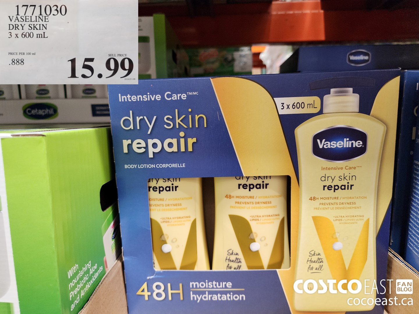 1771030 VASELINE DRY SKIN 3 x 600 mL $15.99