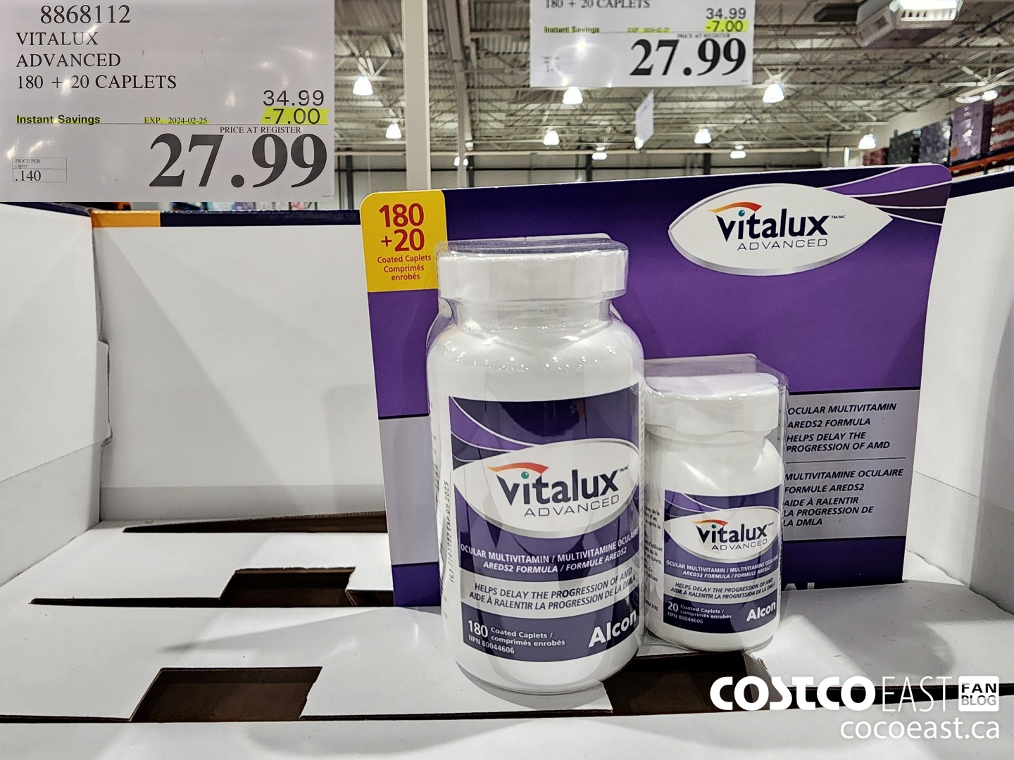 8868112 VITALUX ADVANCED 180 + 20 CAPLETS ($7.00 INSTANT SAVINGS EXPIRES ON 2024-02-25) $27.99