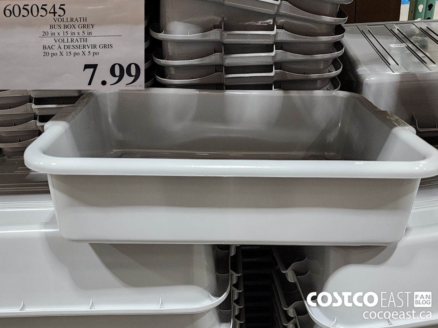 6050545 VOLLRATH BUS BOX GREY 20 in x 15 in x 5 in $7.99