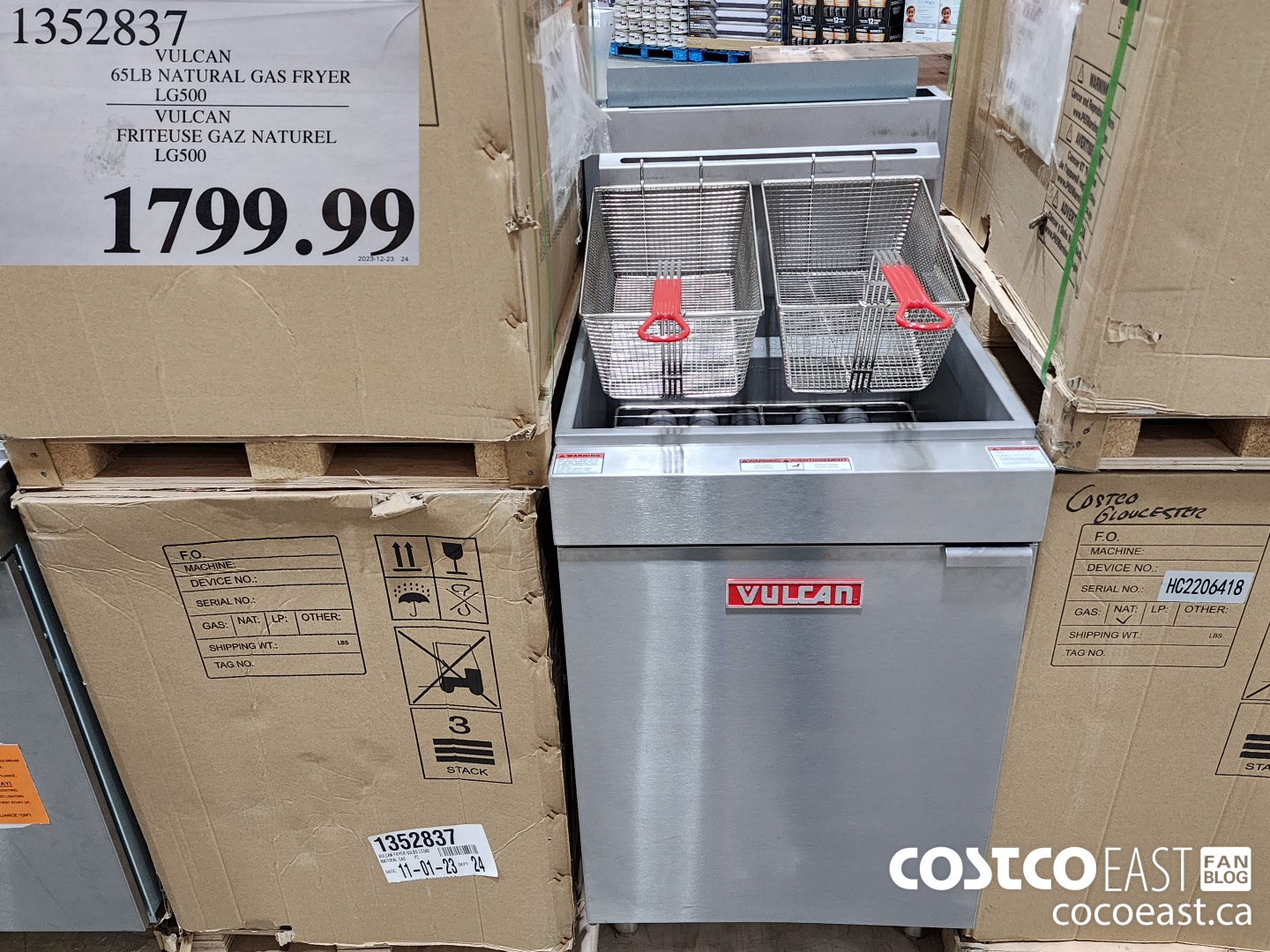 1352837 VULCAN 65LB NATURAL GAS FRYER LGS00 $1799.99