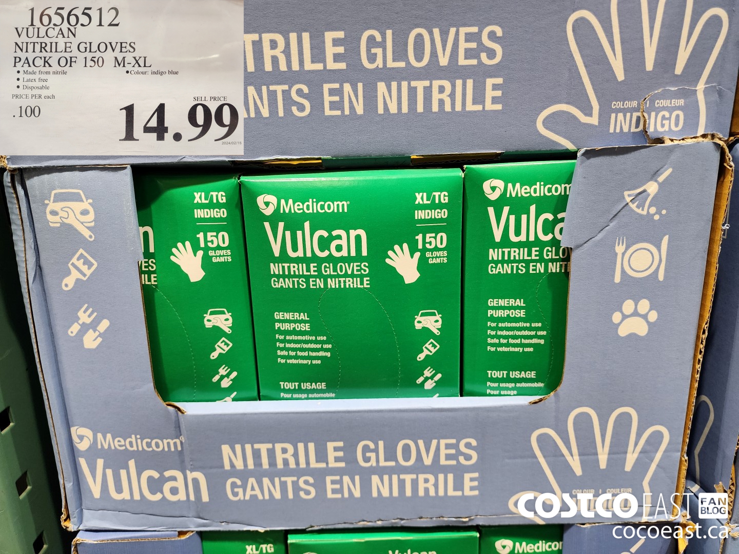 1656512 VULCAN NITRILE GLOVES PACK OF 150 M- XL $14.99