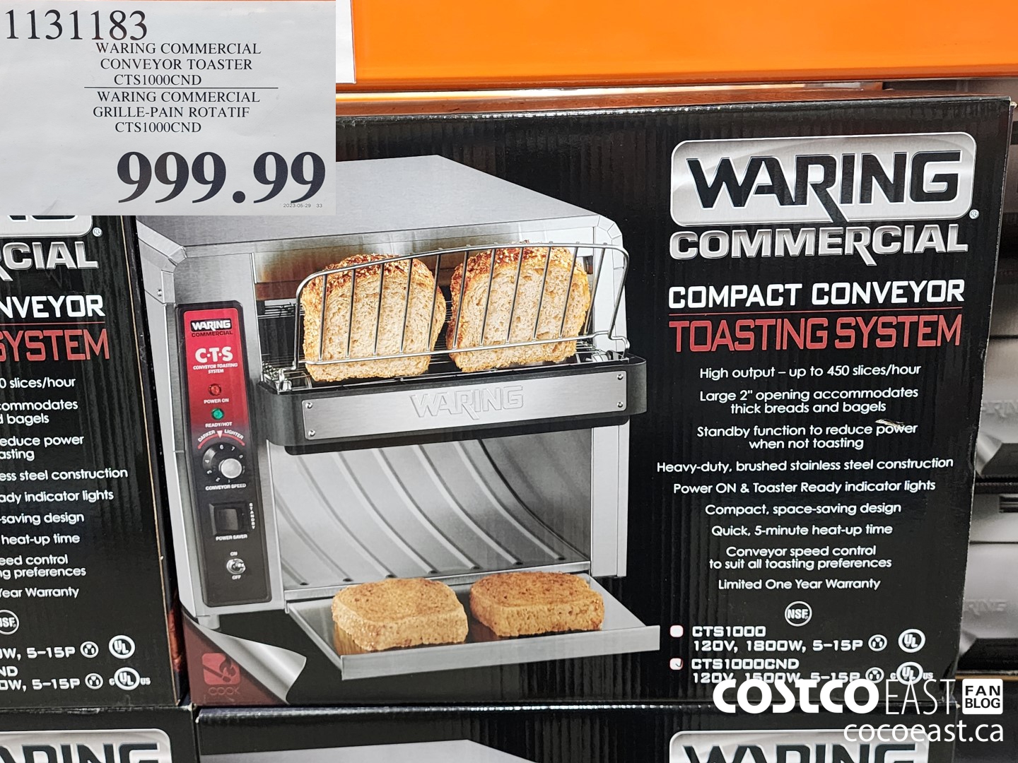 1131183 WARING COMMERCIAL CONVEYOR TOASTER CTS1000CND $999.99