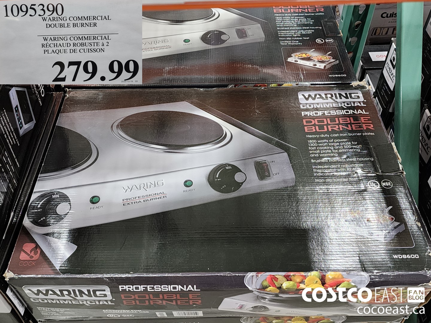 1095390 WARING COMMERCIAL DOUBLE BURNER $279.99